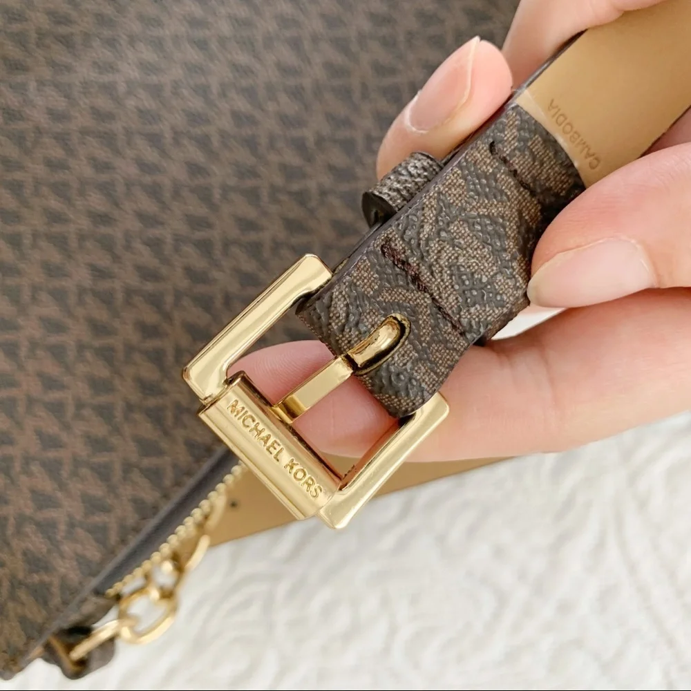 Michael Kors MK Signature‎ Metal Chain Leather Fanny Pack Belt Bag